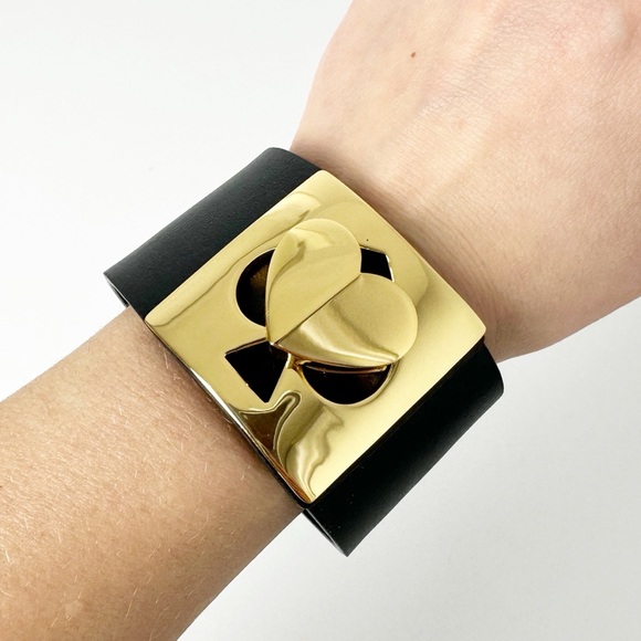 Kate Spade Black Leather Turnlock Wrap Bracelet - Picture 5 of 5